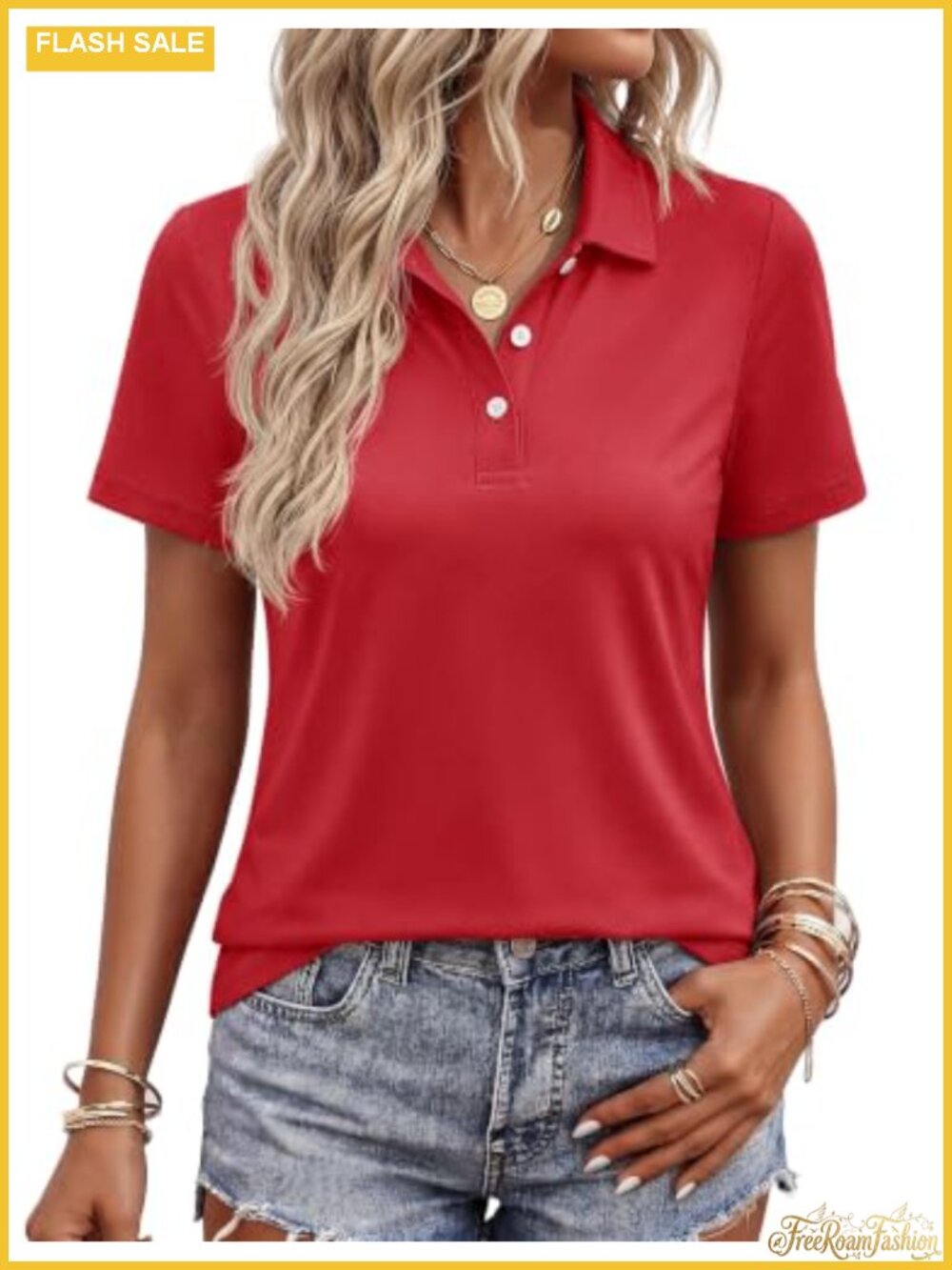 Polo Shirt Women Short Sleeve Collared Cotton Casual Golf Top